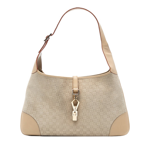Gucci Square G Suede Jackie Hobo