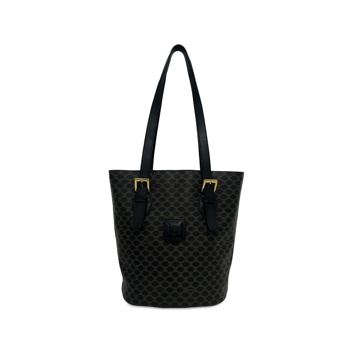 Celine Macadam Coated Canvas Tote — Black