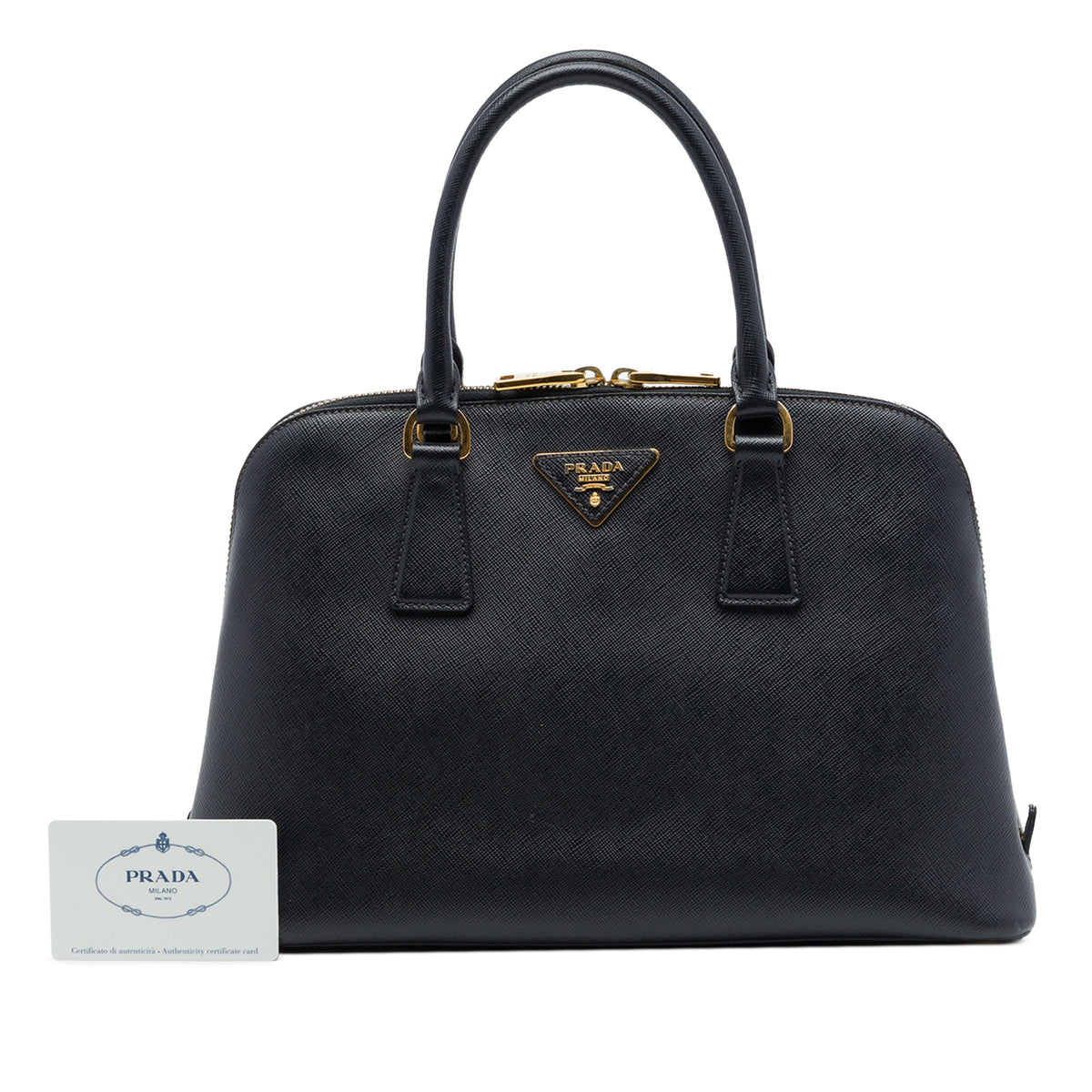 Prada Medium Saffiano Lux Promenade Satchel — Black