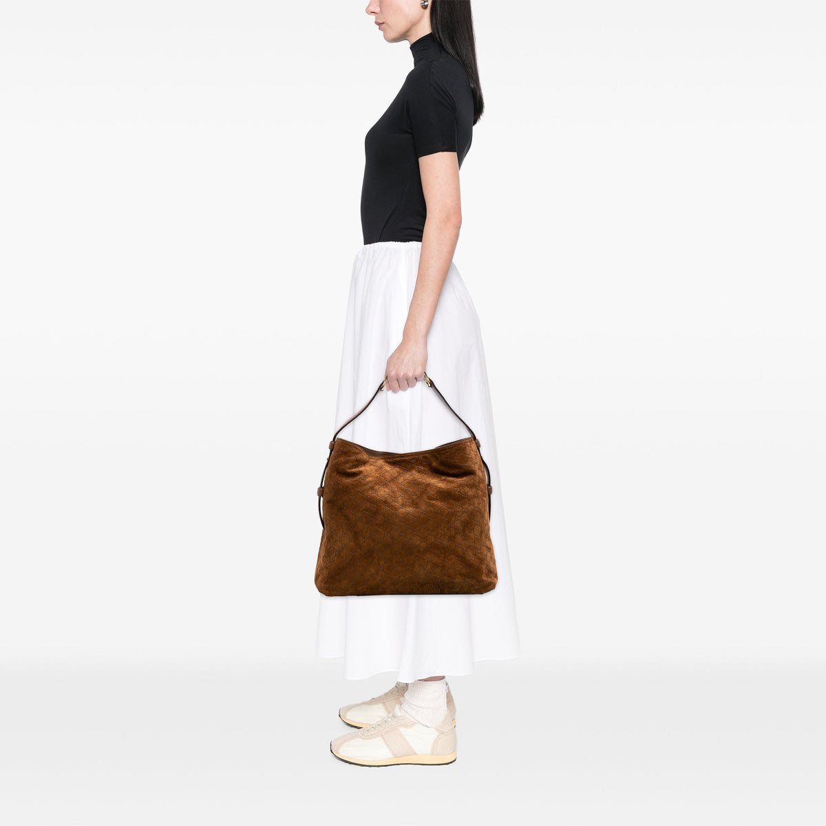 Gucci Large GG Suede Horsebit Beatrix Hobo
