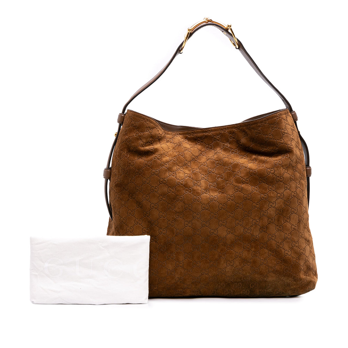 Gucci Large GG Suede Horsebit Beatrix Hobo