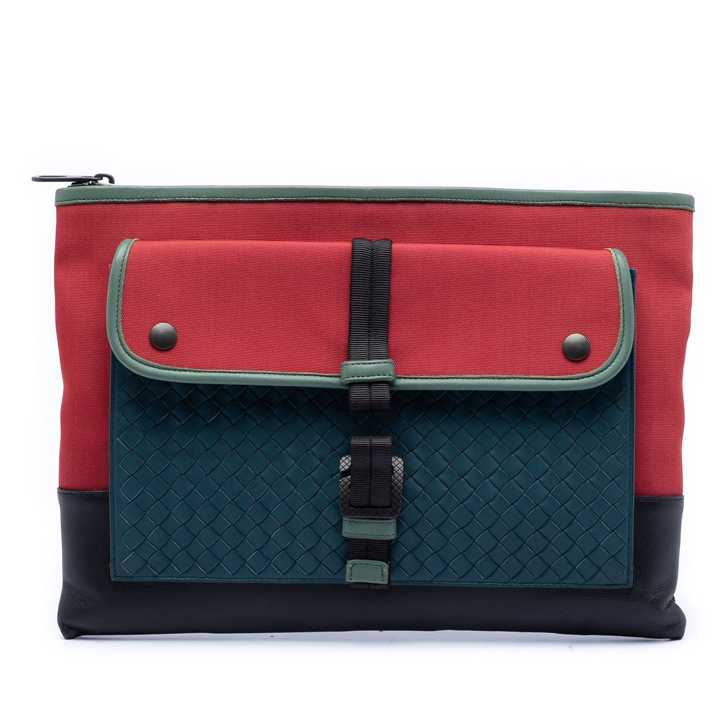 Bottega Veneta Canvas and Nappa Intrecciato Clutch