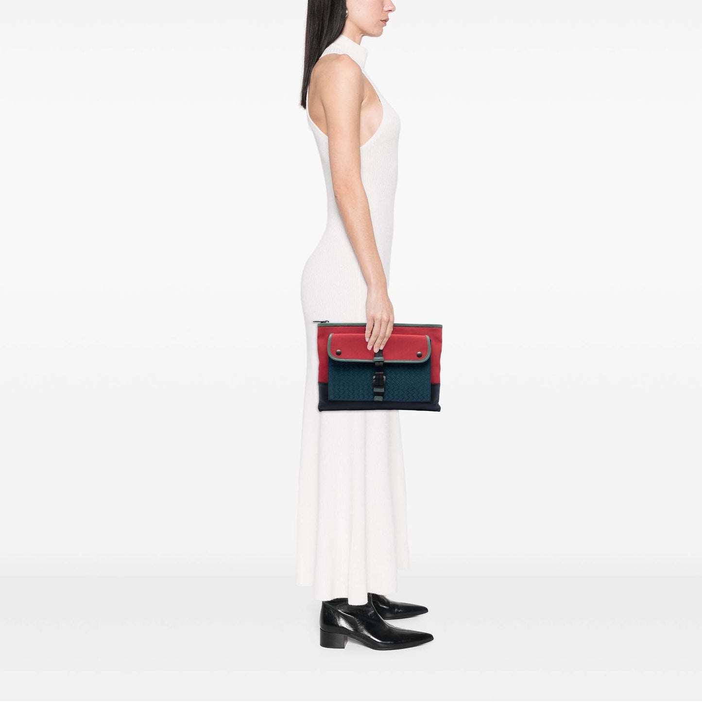 Bottega Veneta Canvas and Nappa Intrecciato Clutch