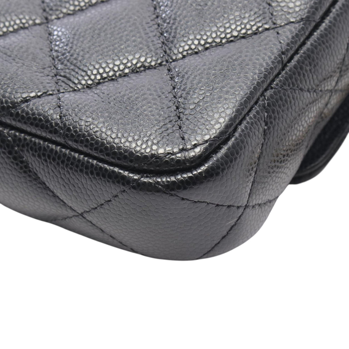 Chanel Quilted Caviar Chain Phone Case — Black