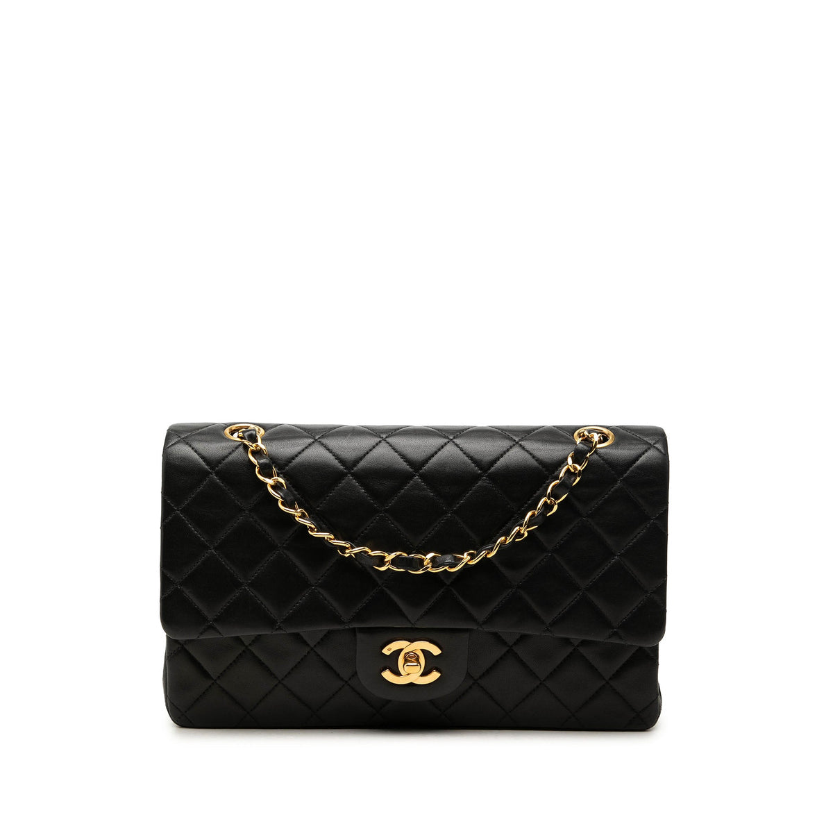 Chanel Medium Classic Lambskin Double Flap — Black
