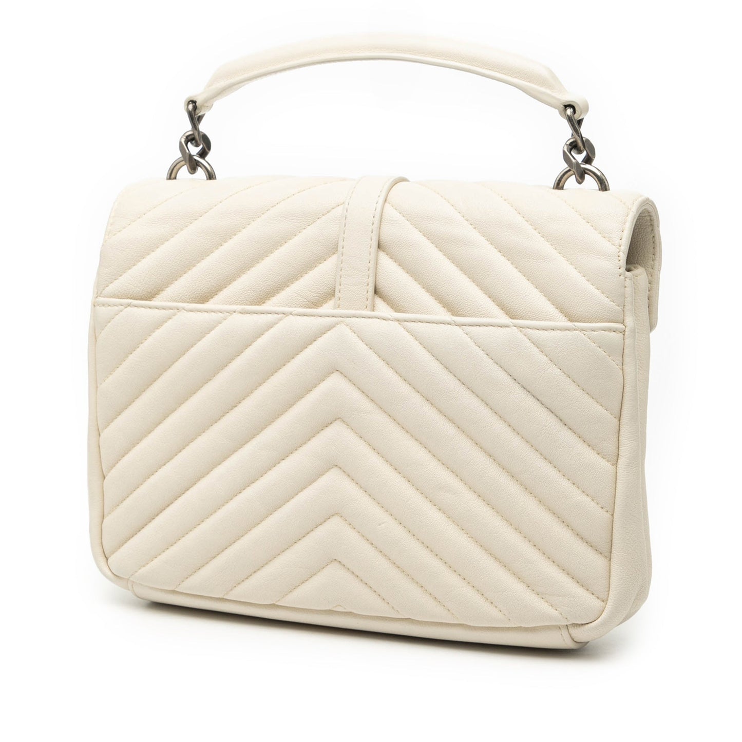 Saint Laurent Medium Chevron Sheepskin Monogram College Satchel