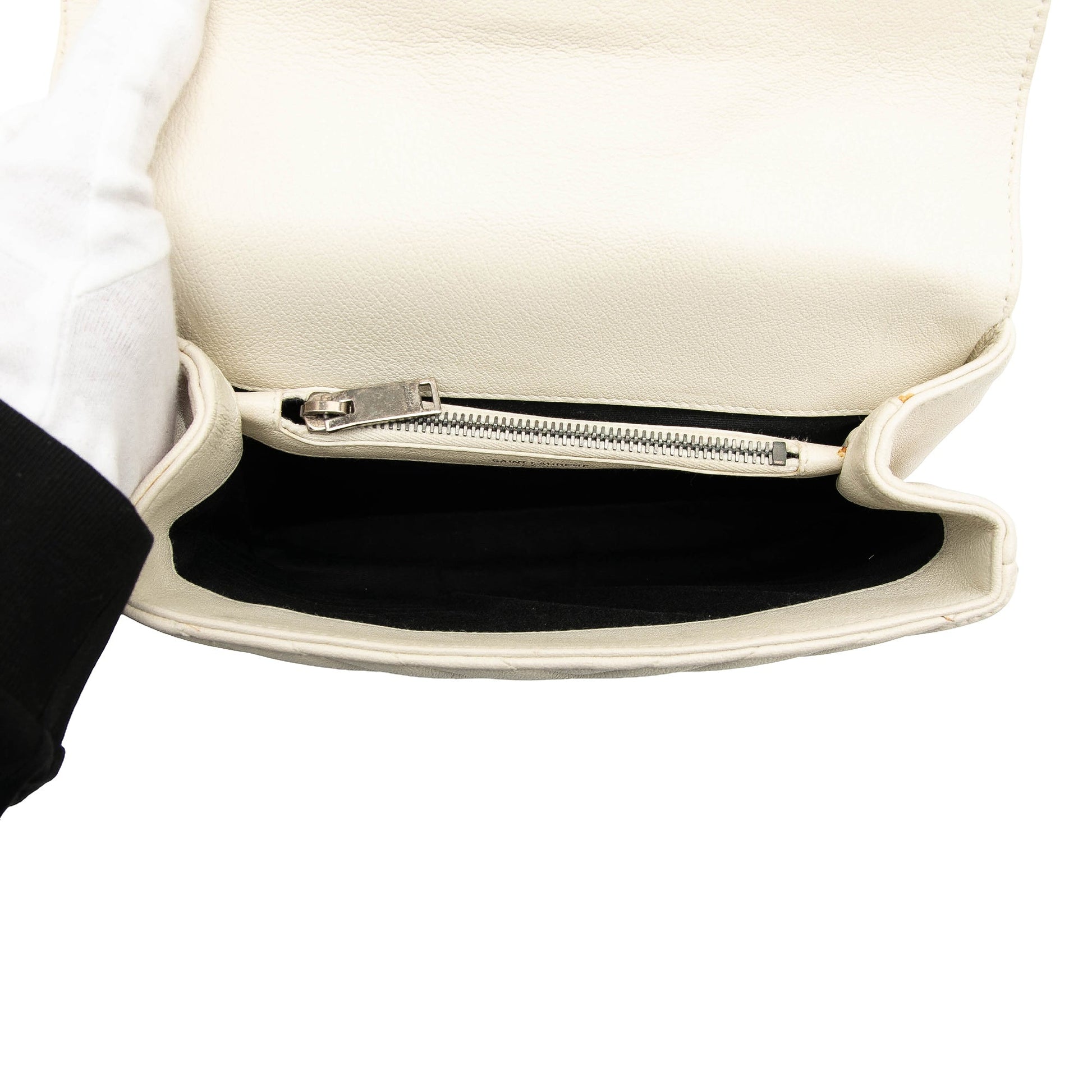 Saint Laurent Medium Chevron Sheepskin Monogram College Satchel