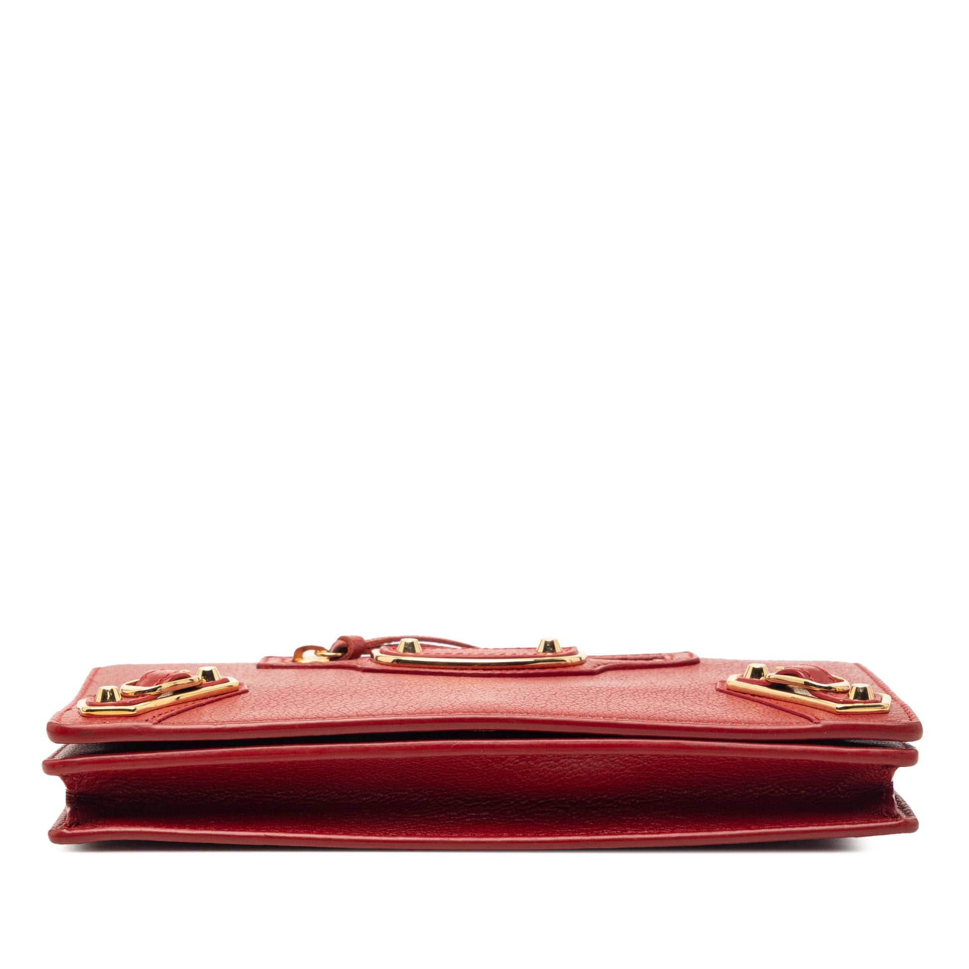 Balenciaga Goatskin Motocross Metallic Edge Wallet on Chain