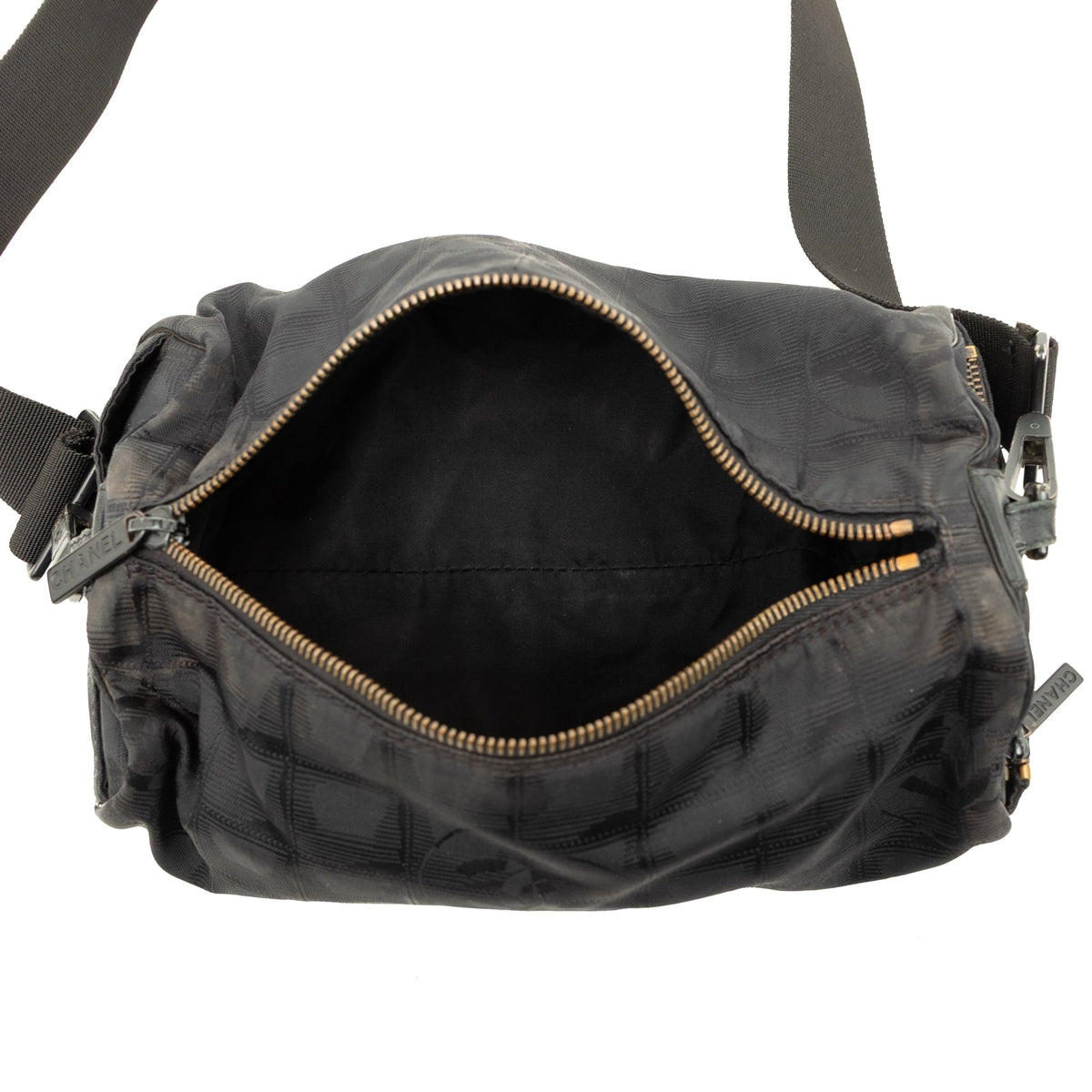 Chanel New Travel Line Nylon Barrel Shoulder Bag — Black