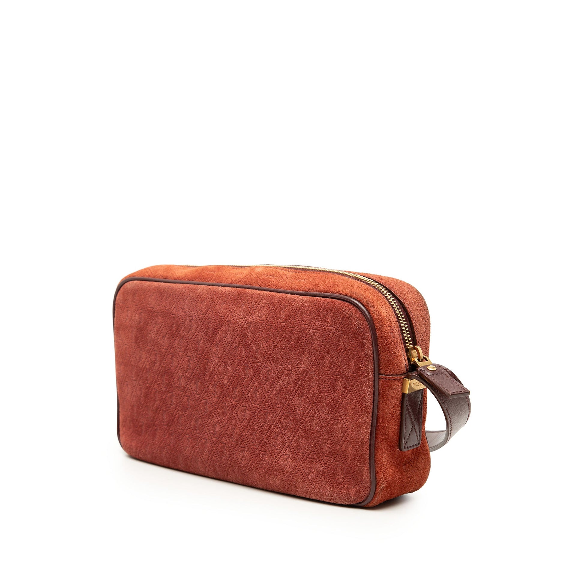 Saint Laurent Suede Monogram All Over Camera Bag