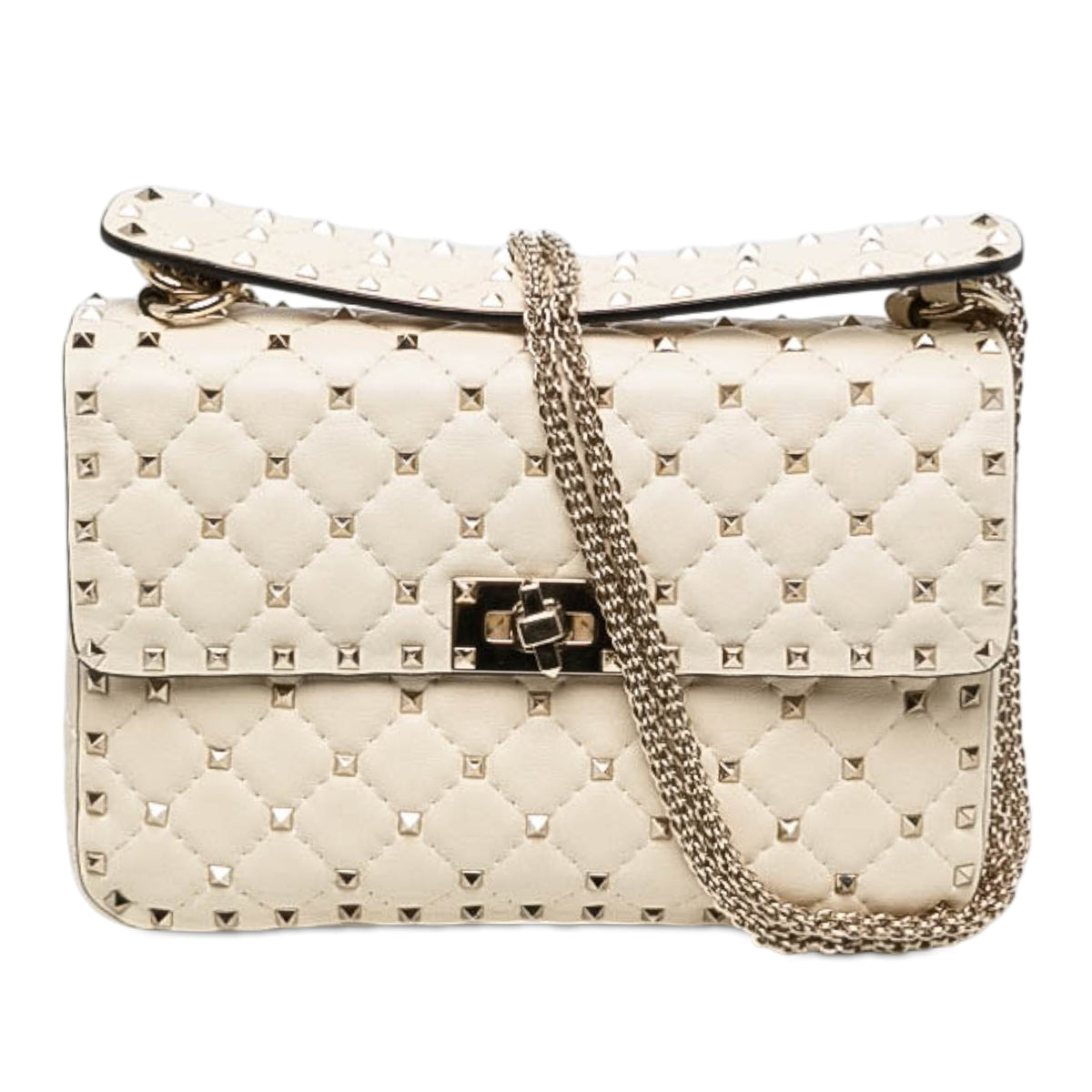 Valentino Medium Nappa Rockstud Spike Satchel — White