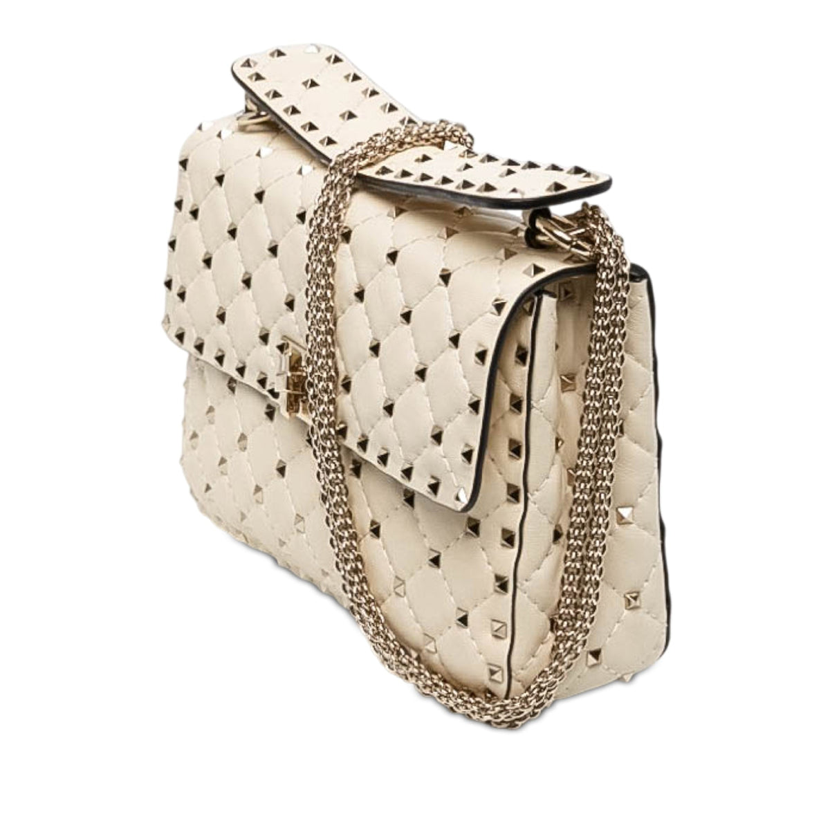 Valentino Medium Nappa Rockstud Spike Satchel — White