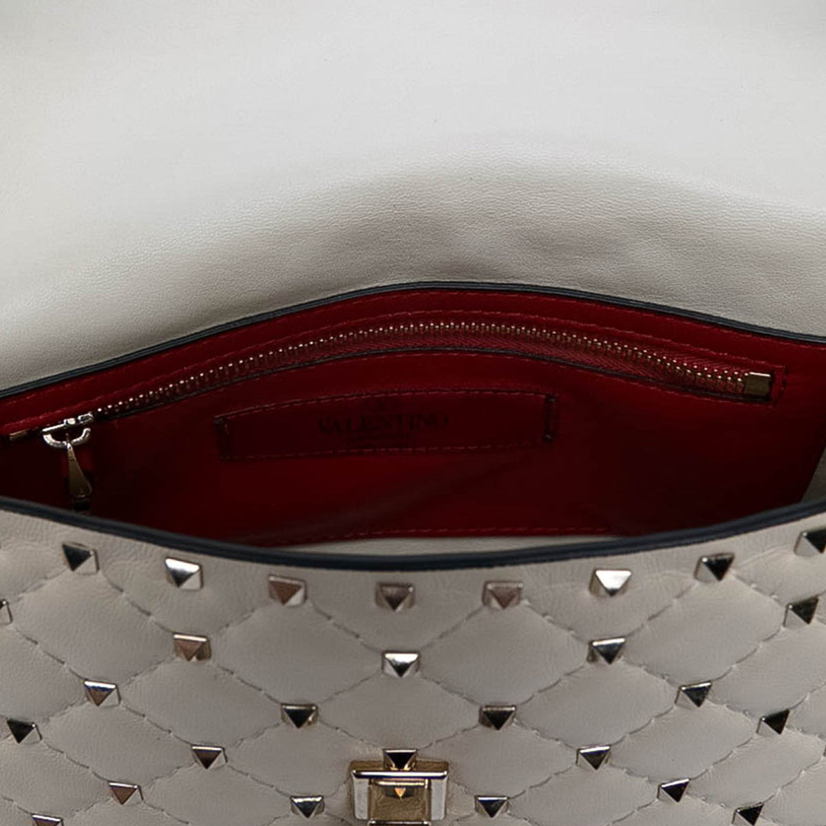 Valentino Medium Nappa Rockstud Spike Satchel — White