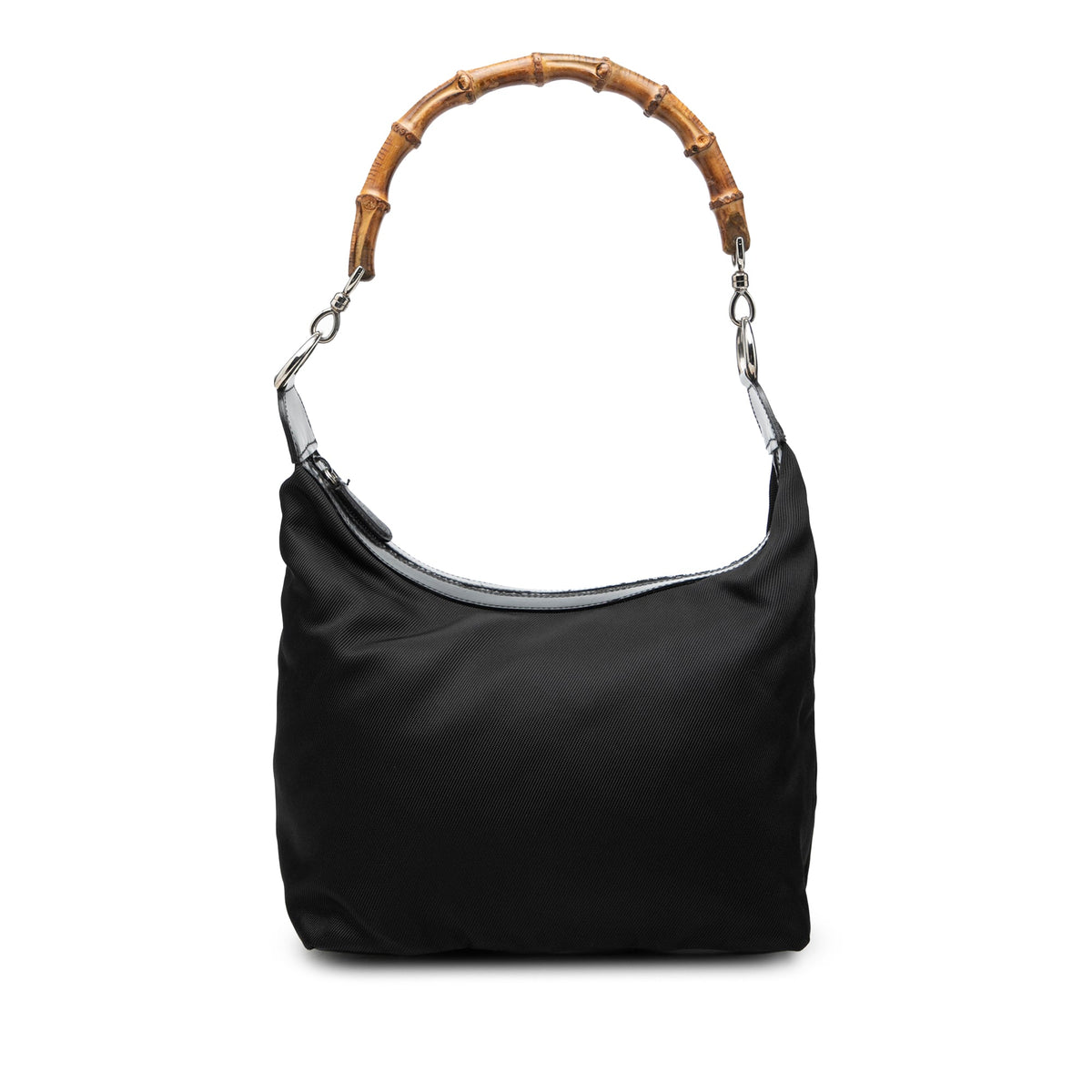 Gucci Nylon Bamboo Shoulder Bag — Black