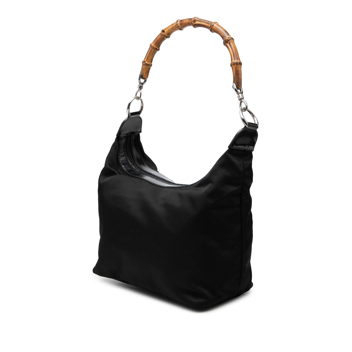 Gucci Nylon Bamboo Shoulder Bag — Black