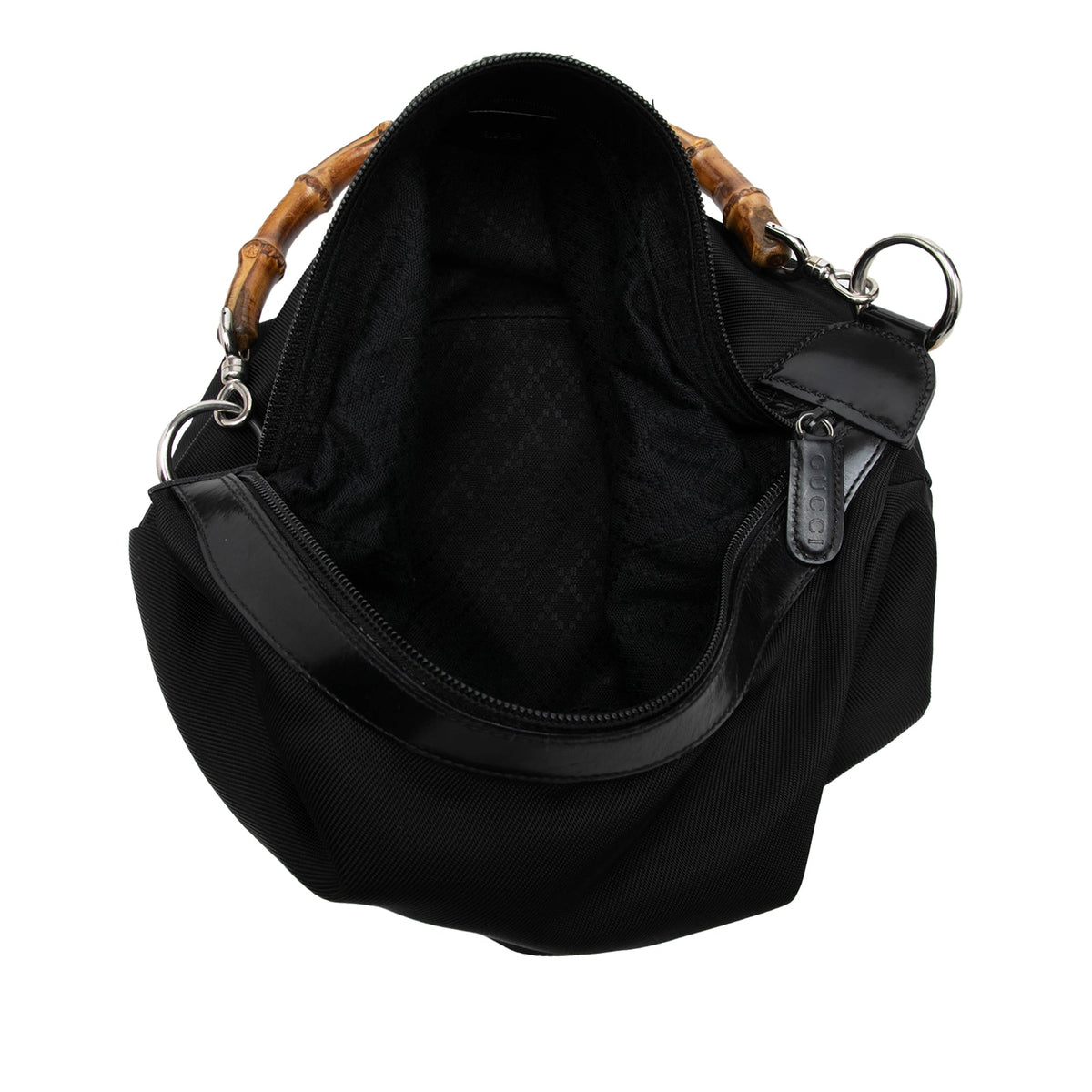 Gucci Nylon Bamboo Shoulder Bag — Black
