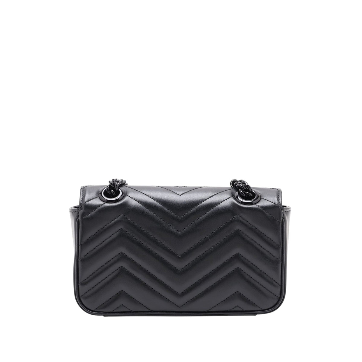 Gucci Small GG Marmont Matelasse Calfskin Monochrome Shoulder Bag — Black