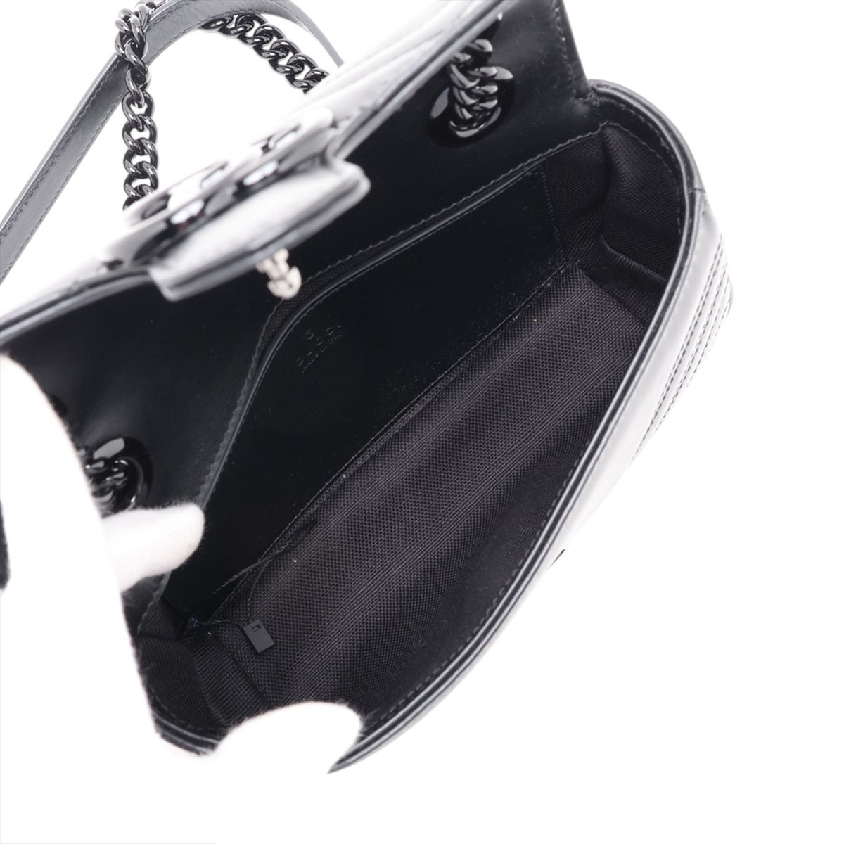 Gucci Small GG Marmont Matelasse Calfskin Monochrome Shoulder Bag — Black
