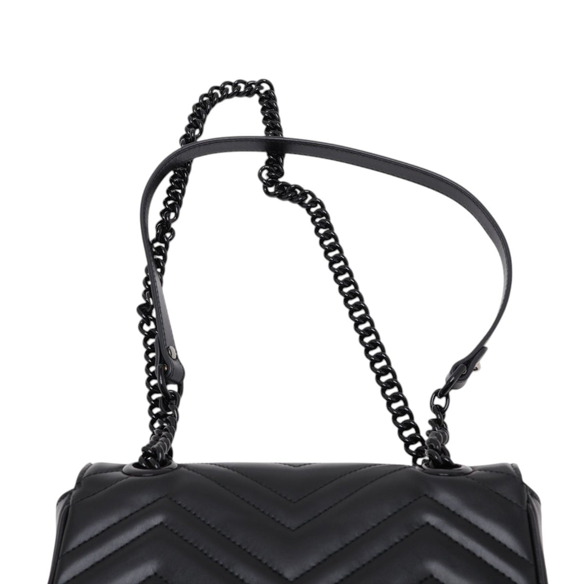 Gucci Small GG Marmont Matelasse Calfskin Monochrome Shoulder Bag — Black