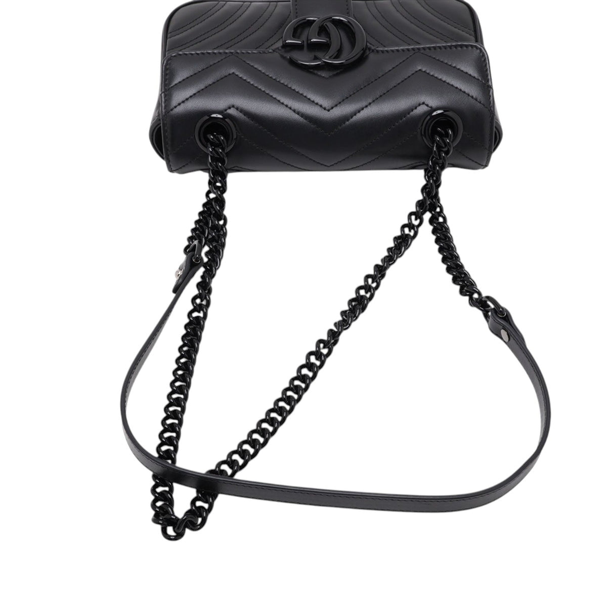 Gucci Small GG Marmont Matelasse Calfskin Monochrome Shoulder Bag — Black