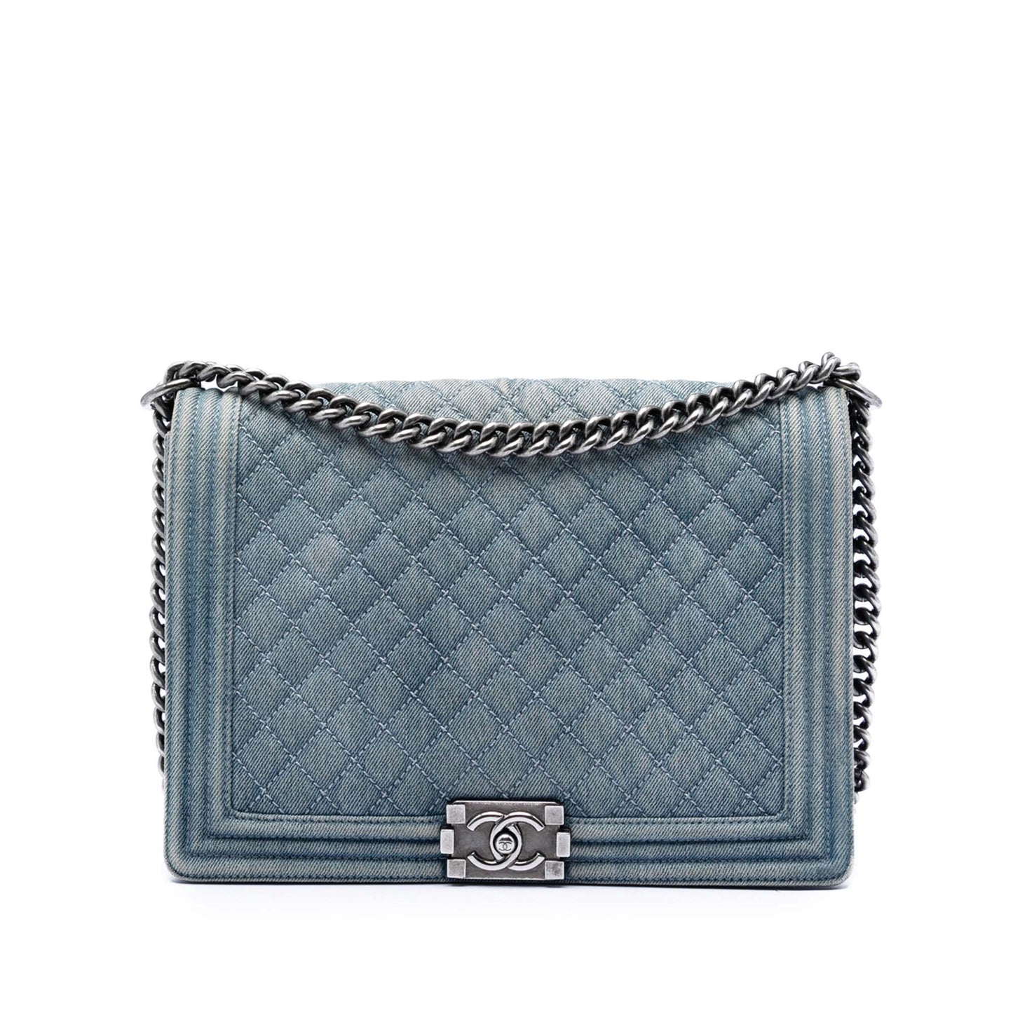 Chanel Large Quilted Denim Boy Flap