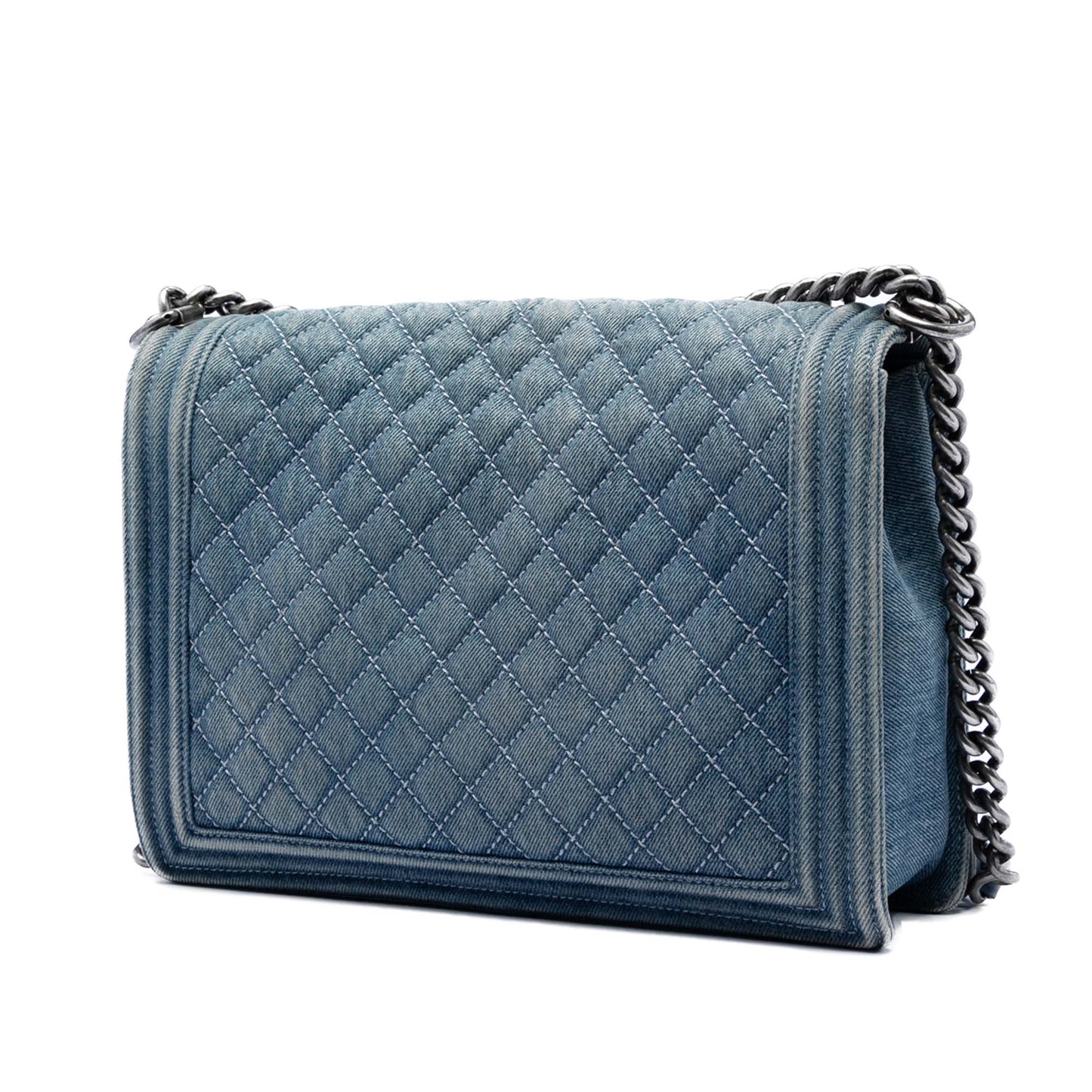 Chanel Large Quilted Denim Boy Flap