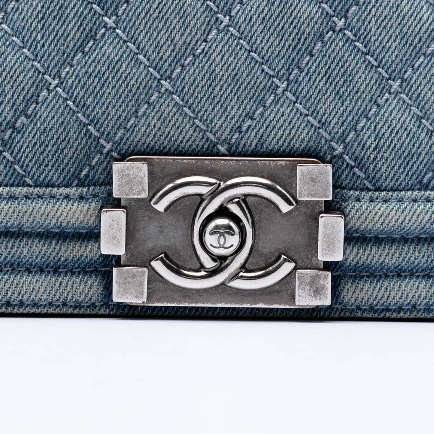 Chanel Large Quilted Denim Boy Flap