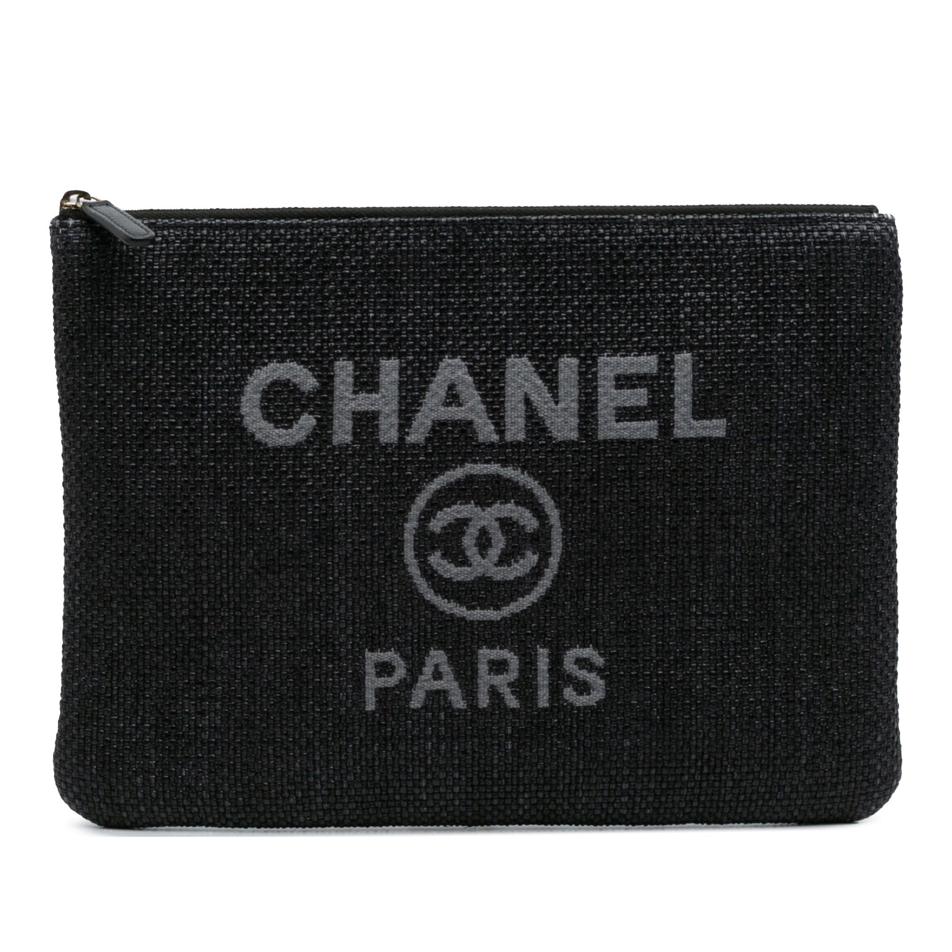 Chanel Medium Straw Deauville O Case Clutch