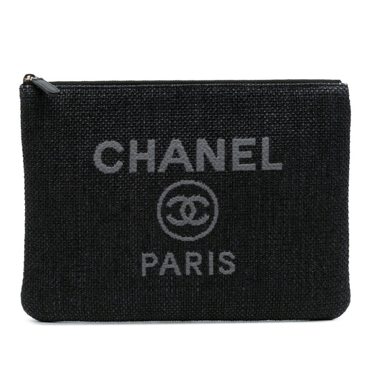 Chanel Medium Straw Deauville O Case Clutch