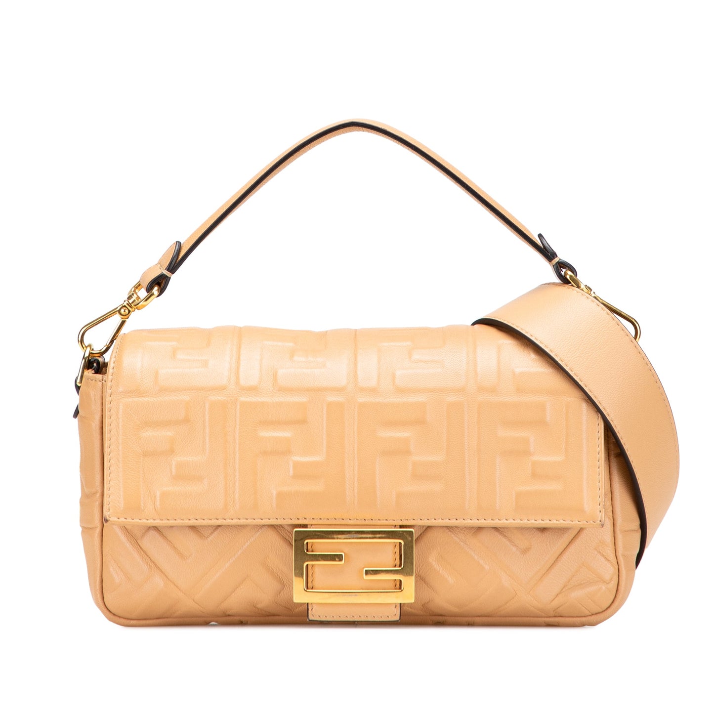 Fendi Zucca Embossed Leather Baguette Satchel
