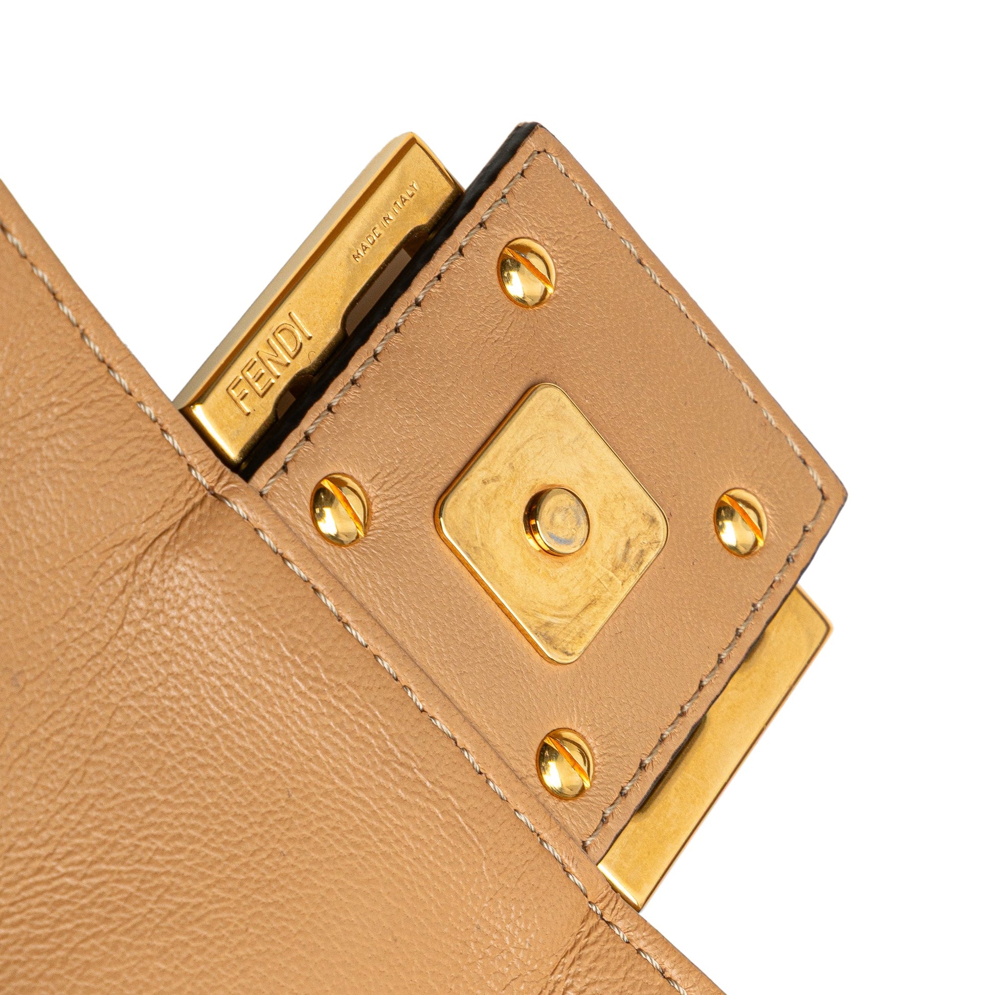 Fendi Zucca Embossed Leather Baguette Satchel