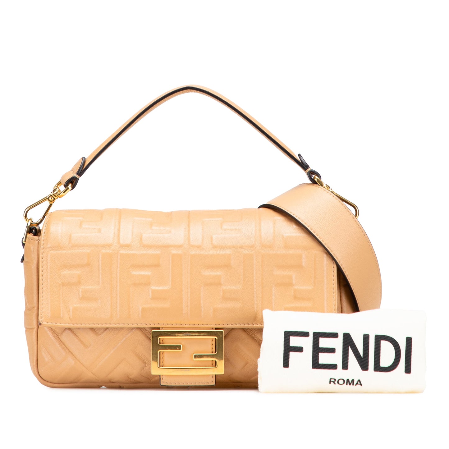 Fendi Zucca Embossed Leather Baguette Satchel