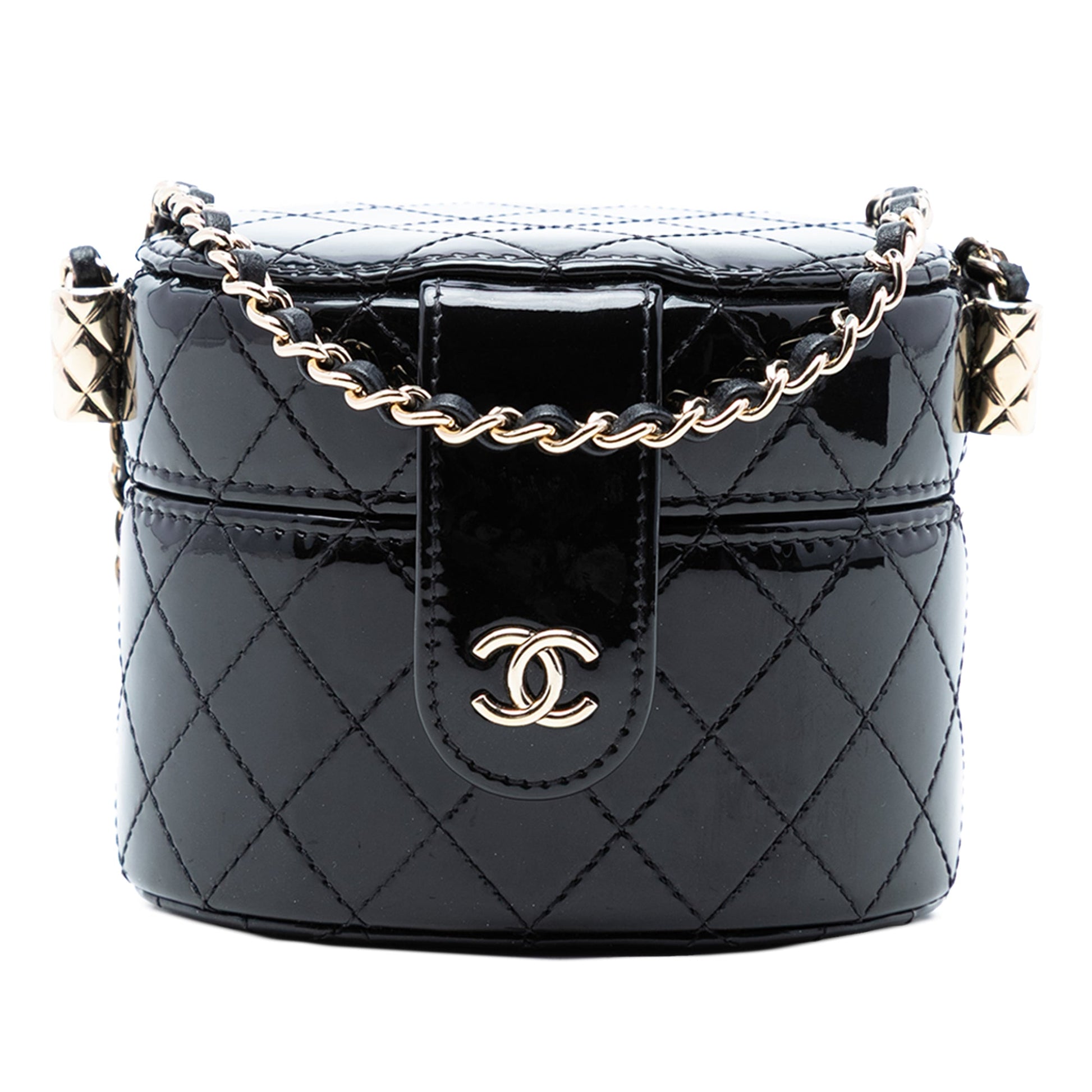 Chanel CC Quilted Patent Vanity Case with Chain