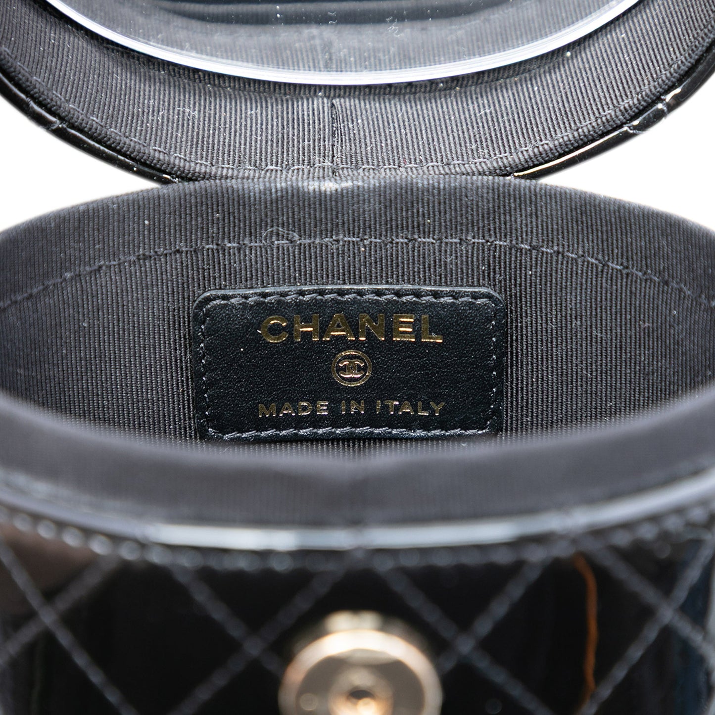 Chanel CC Quilted Patent Vanity Case with Chain