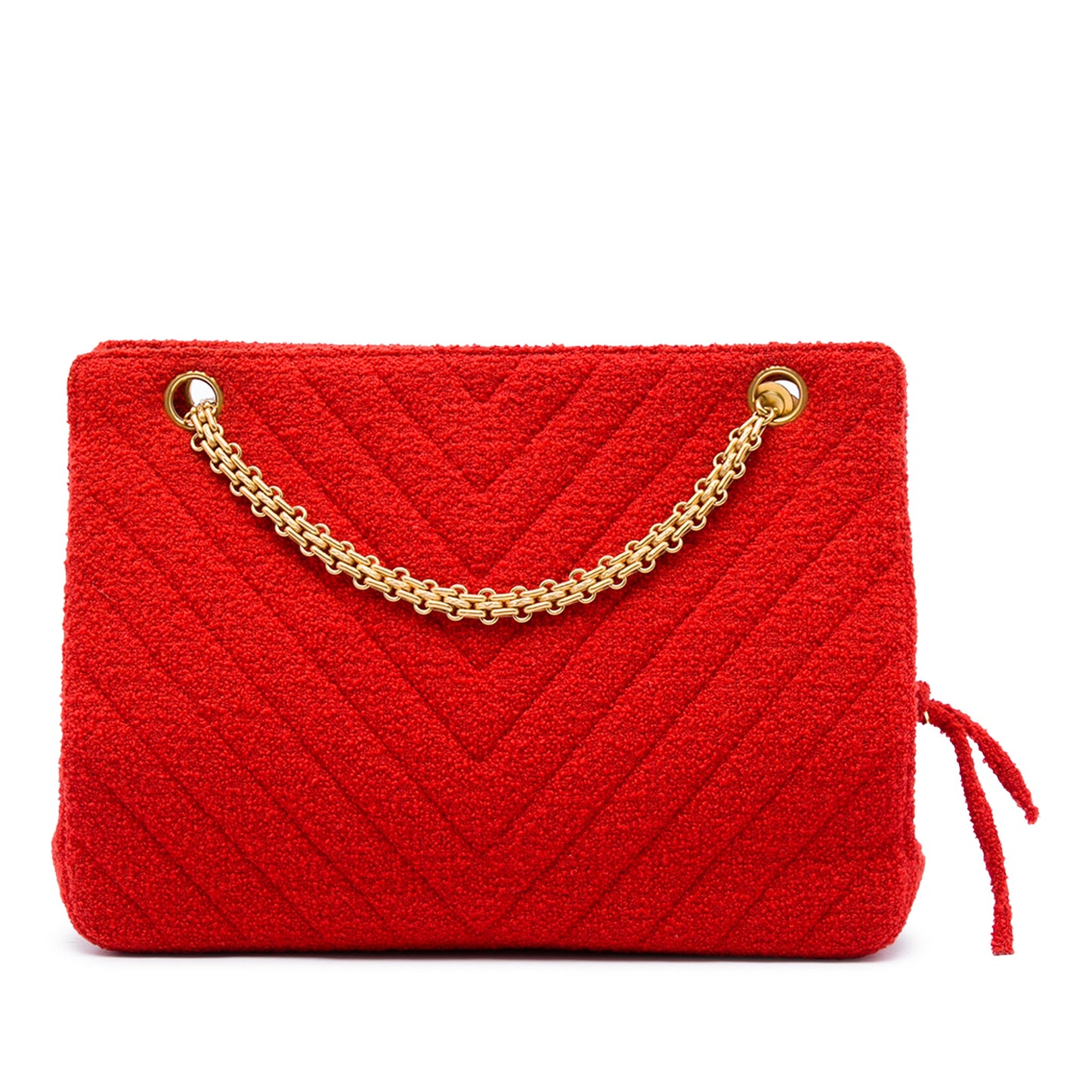 Chanel CC Chevron Tweed Chain Shoulder Bag