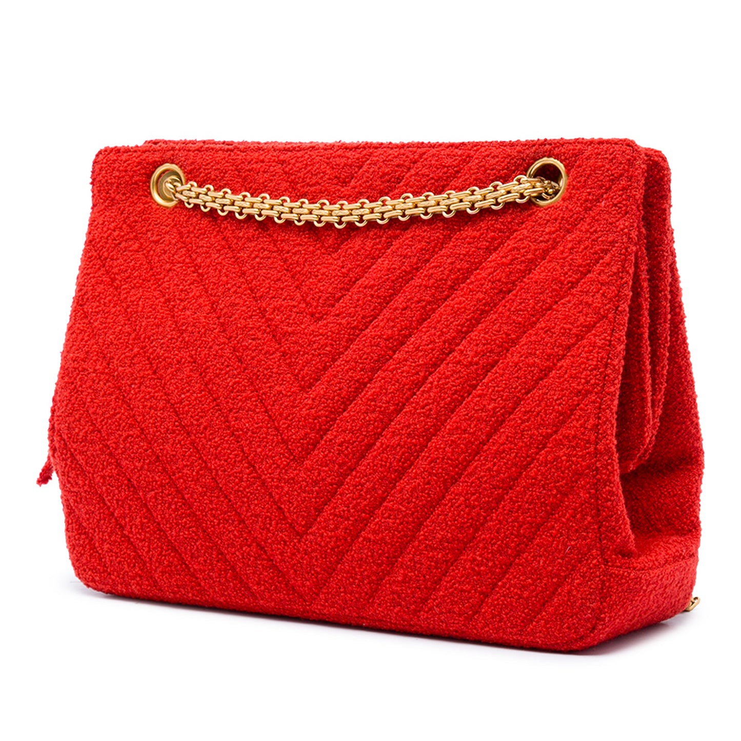 Chanel CC Chevron Tweed Chain Shoulder Bag