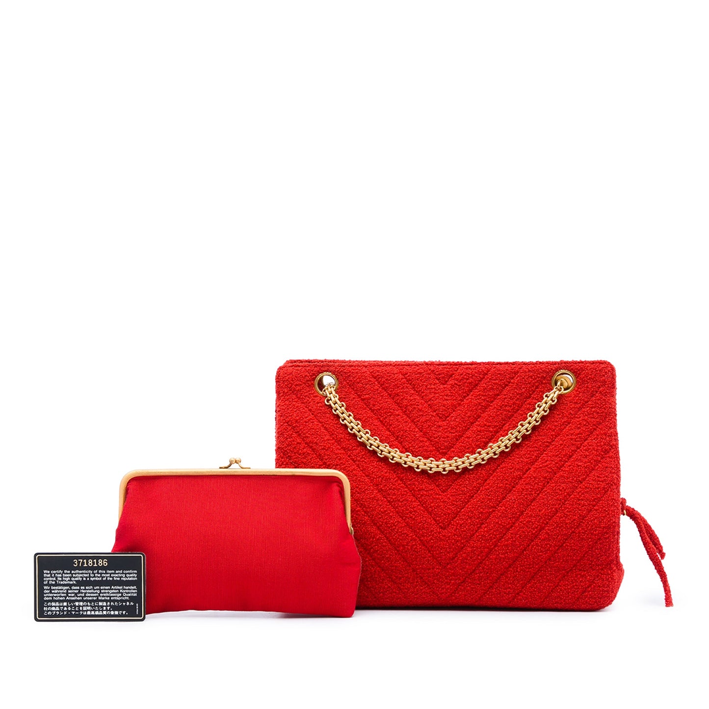 Chanel CC Chevron Tweed Chain Shoulder Bag