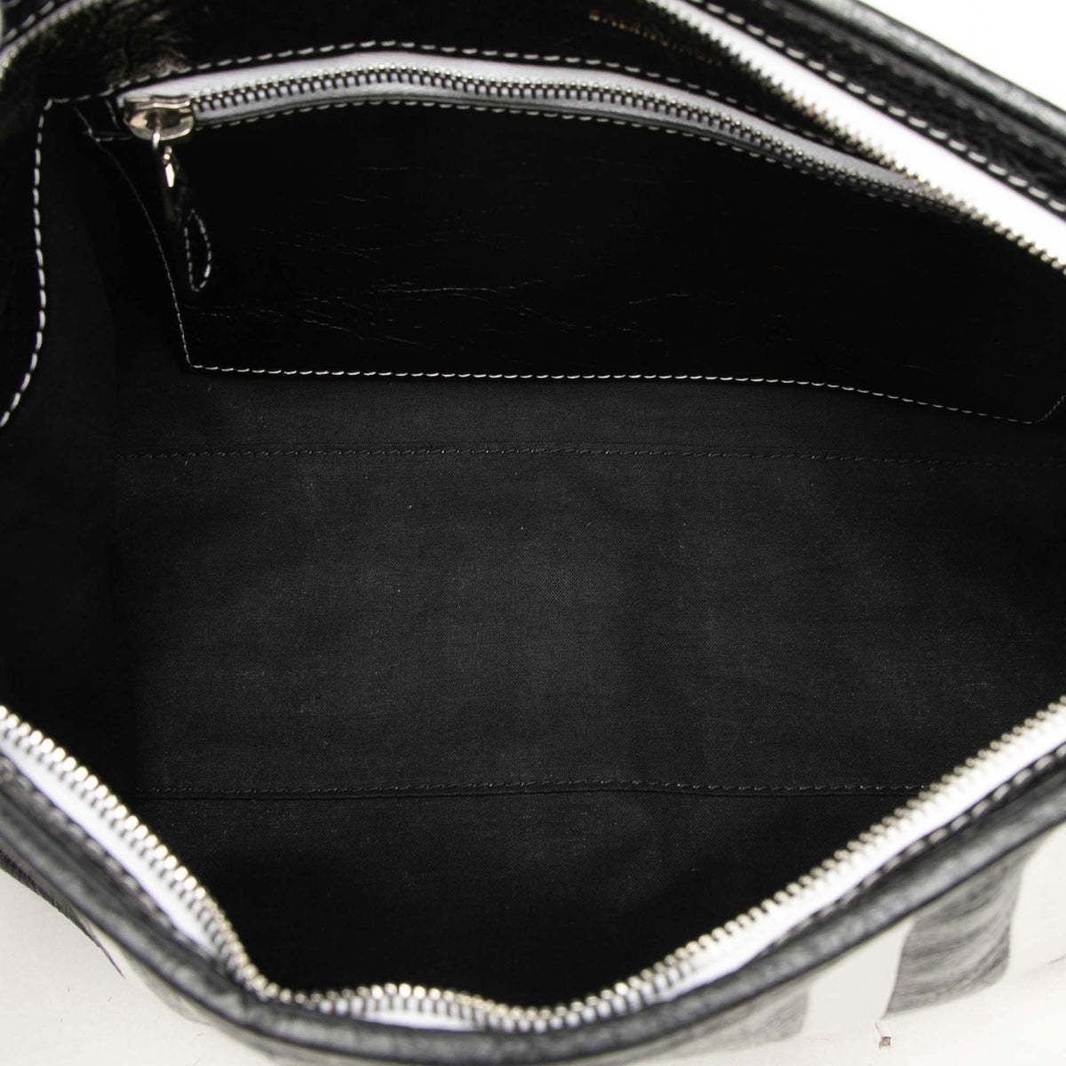 Balenciaga Small Lambskin Barbes Striped Patwork Zip Pouch — Black