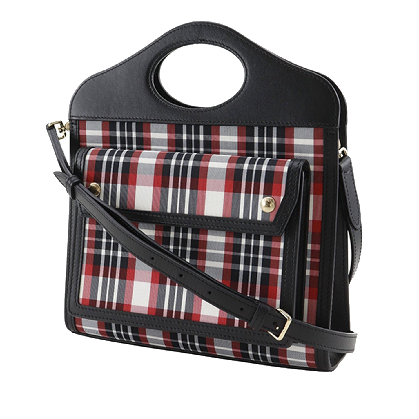 Burberry Mini Plaid Canvas Pocket Satchel