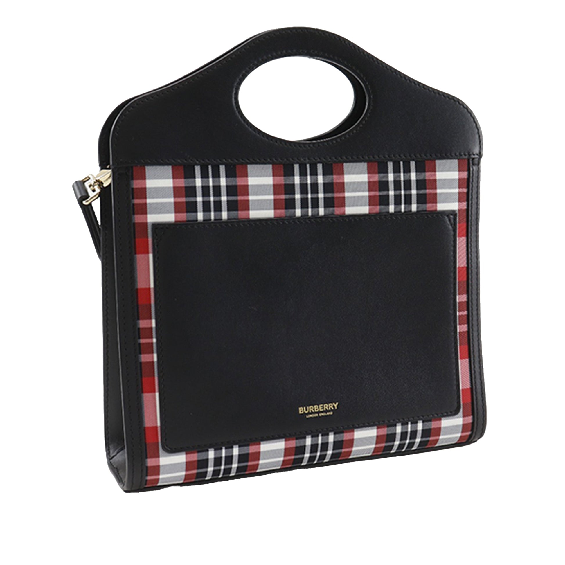Burberry Mini Plaid Canvas Pocket Satchel