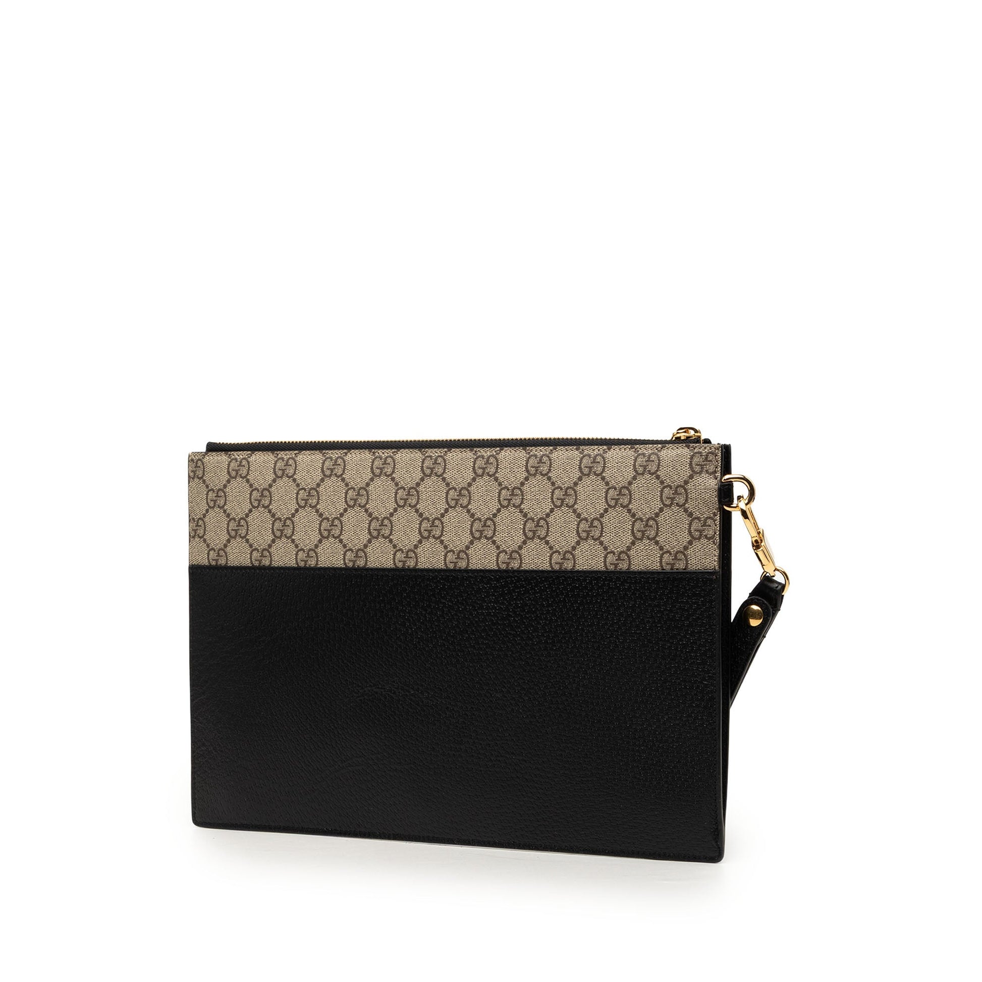 Gucci GG Supreme and Calfskin Cut Out Interlocking G Clutch