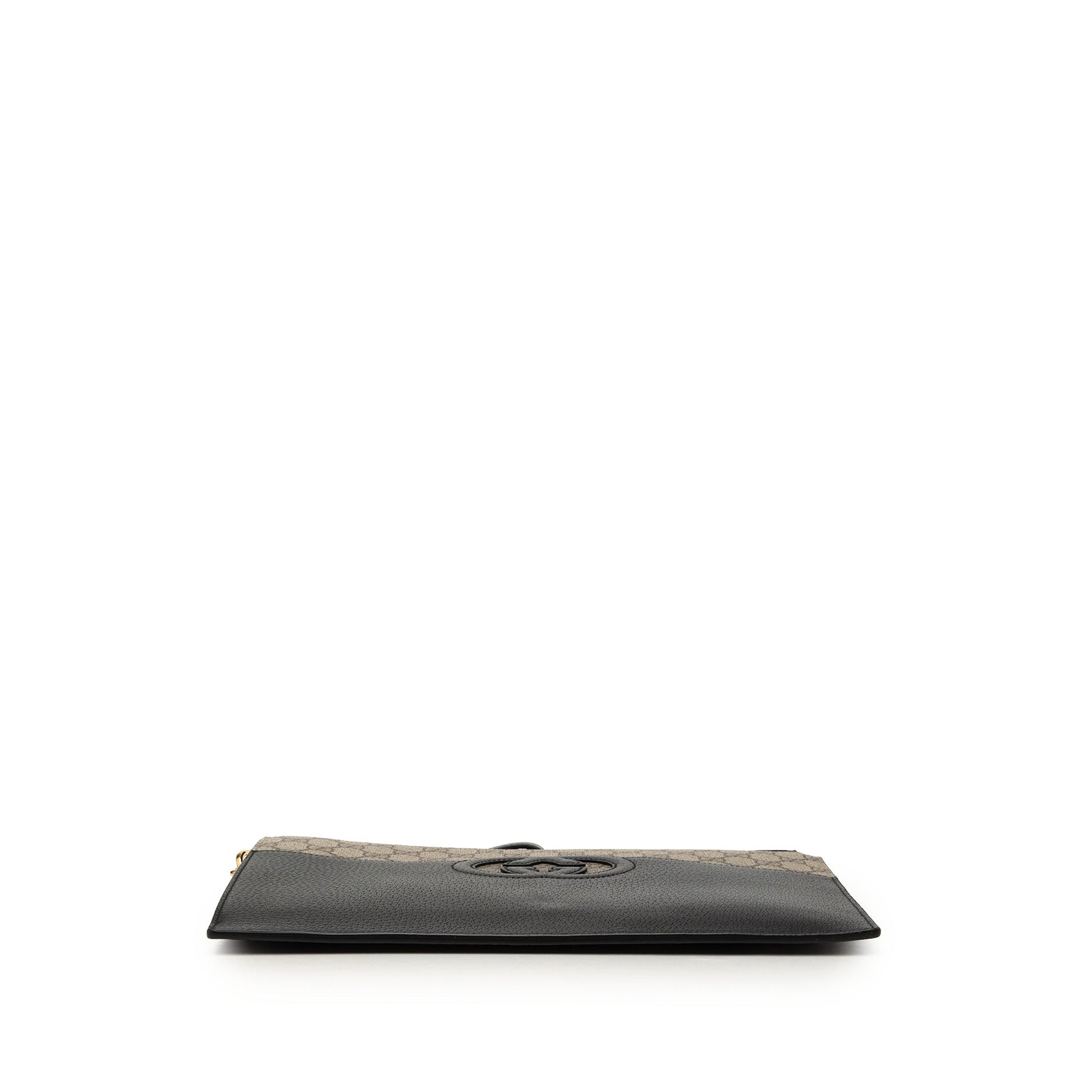 Gucci GG Supreme and Calfskin Cut Out Interlocking G Clutch