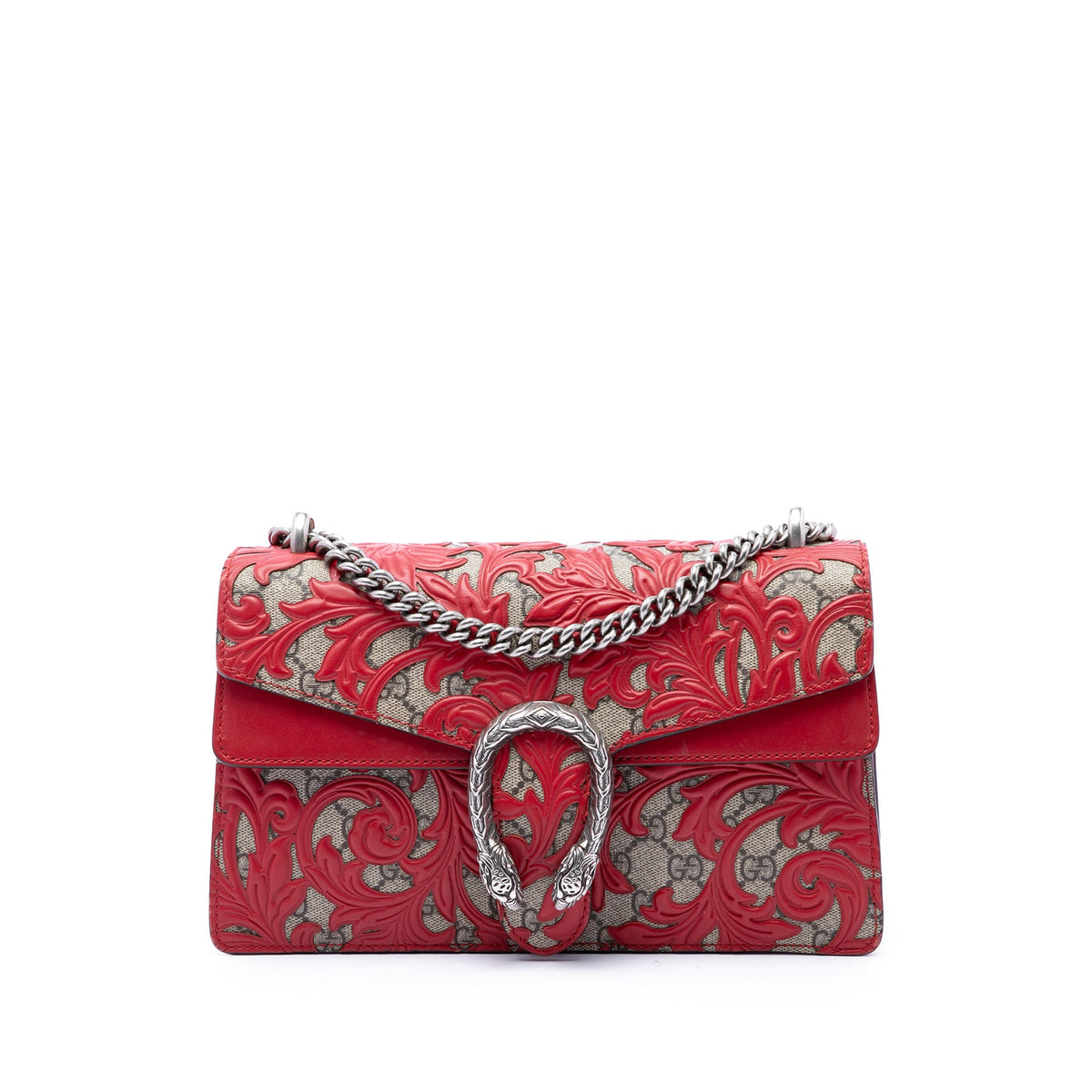 Gucci Medium GG Supreme Arabesque Dionysus Shoulder Bag — Red
