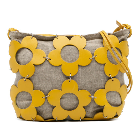 Celine Canvas and Leather Cutout Flower Crossbody