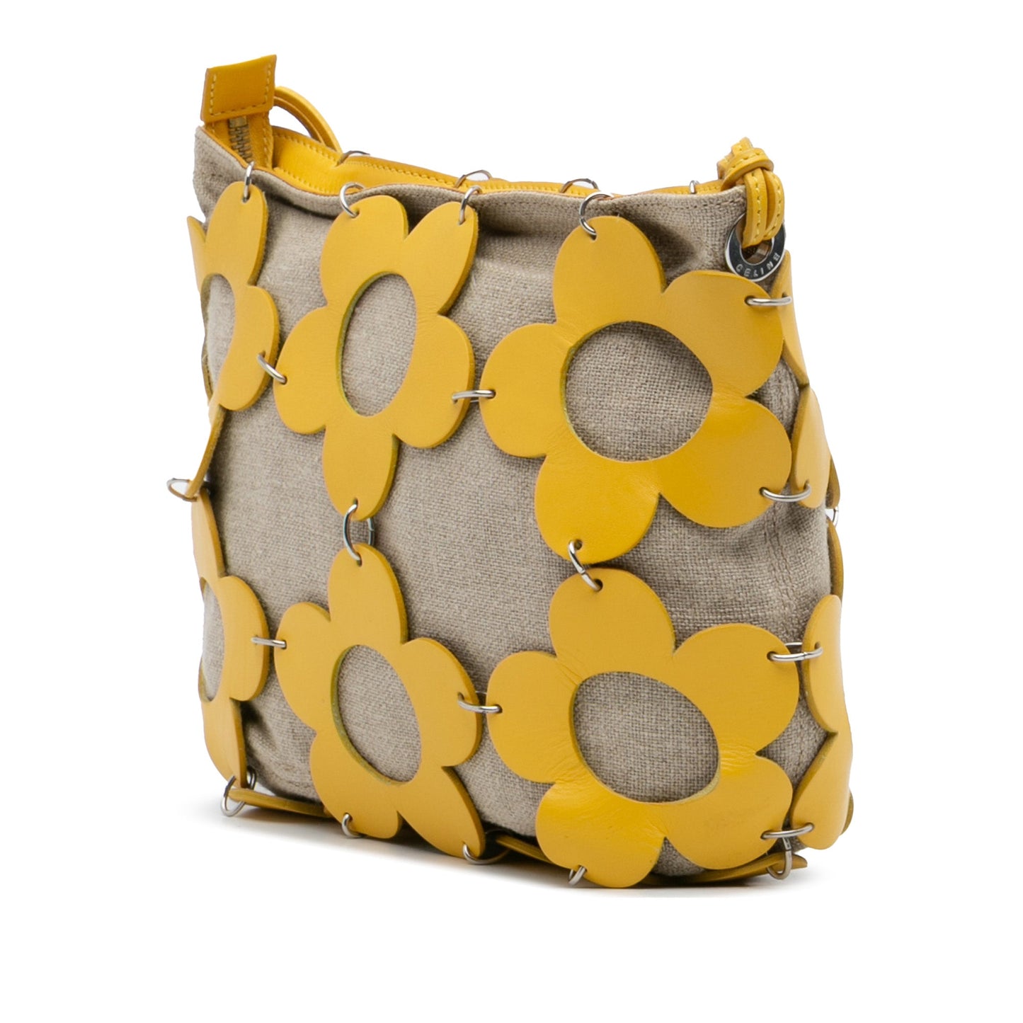 Celine Canvas and Leather Cutout Flower Crossbody