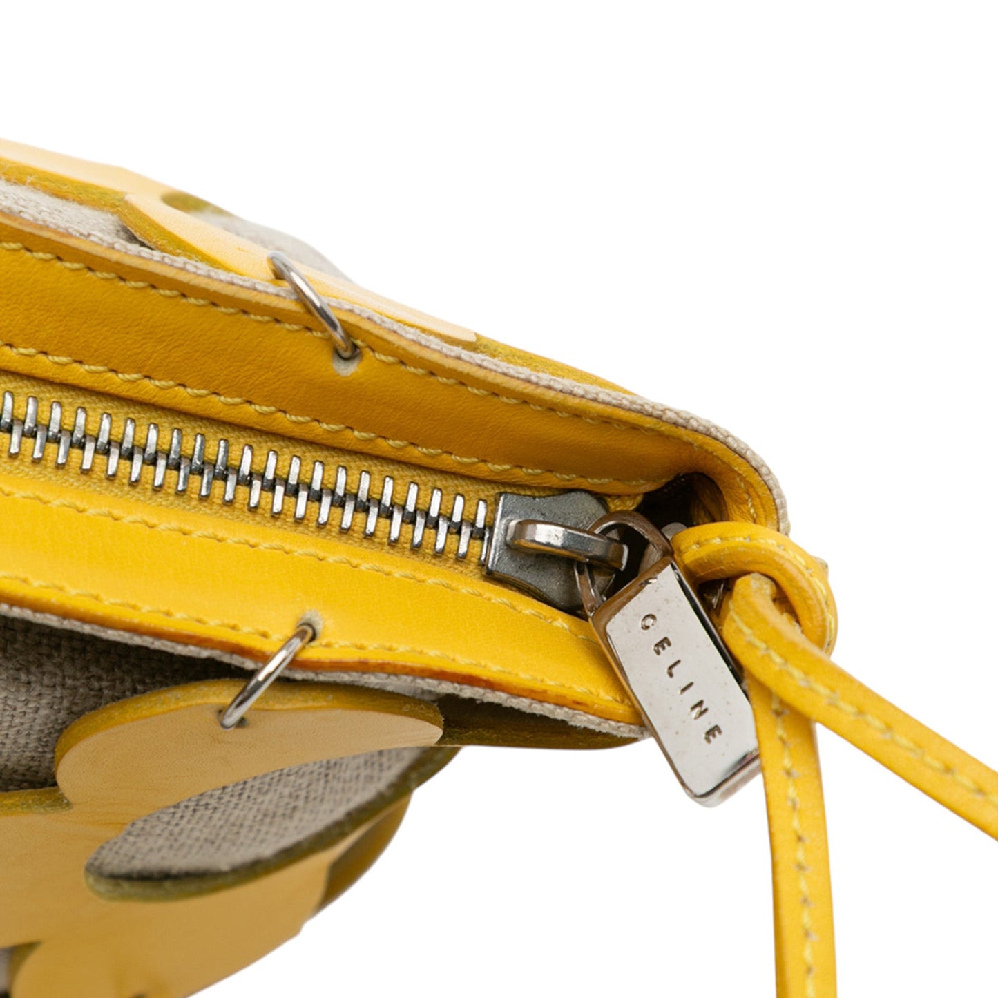 Celine Canvas and Leather Cutout Flower Crossbody