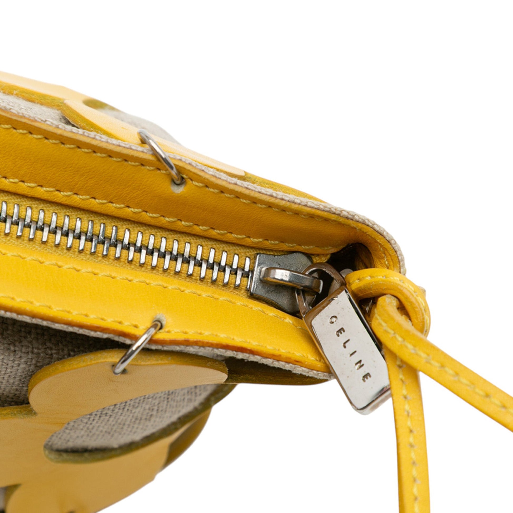 Celine Canvas and Leather Cutout Flower Crossbody