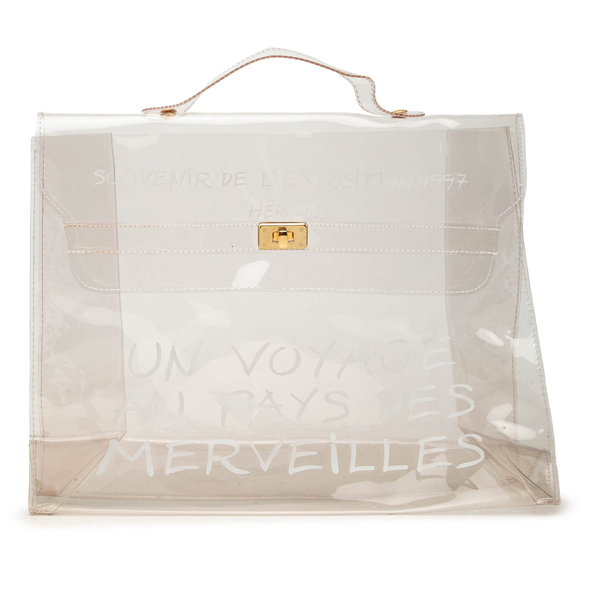 Hermès Vinyl Souvenir De L Exposition Kelly Handbag — White