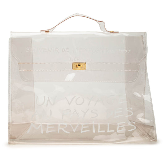 Hermès Vinyl Souvenir De L Exposition Kelly Handbag — White