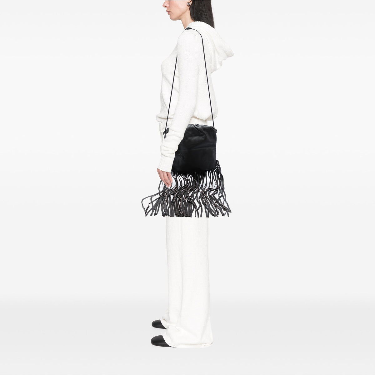 Bottega Veneta Nappa The Fringe Pouch — Black